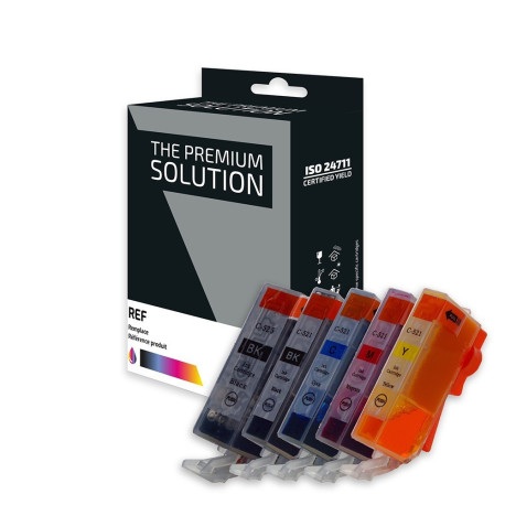Pack 5 cartouches pour imprimante Canon équivalent PGI-520, CLI-521