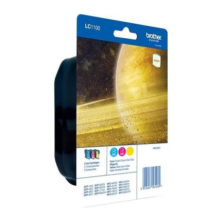 Pack 3 cartouches pour imprimante Brother équivalent LC1100RBWBP