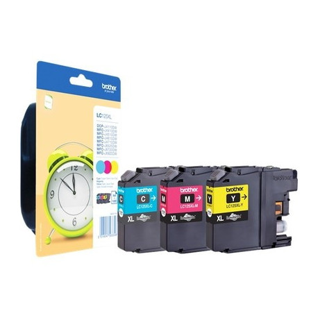 Pack 3 cartouches pour imprimante Brother équivalent LC125XLRBWBP