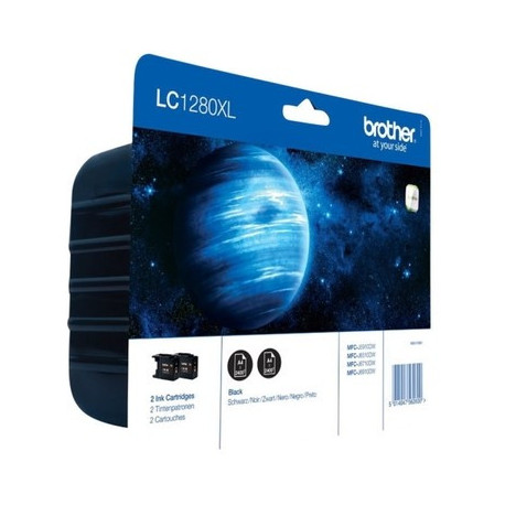 Pack 2 cartouches pour imprimante Brother équivalent LC1280XLBKBP2