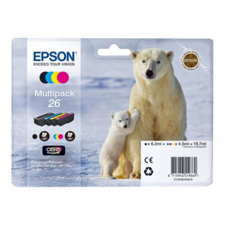 Pack 4 cartouches pour imprimante Epson équivalent C13T26164010