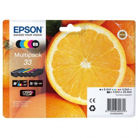 Pack 5 cartouches pour imprimante Epson équivalent C13T33374011