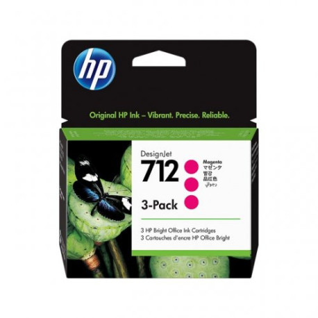 Pack 3 cartouches pour imprimante HP équivalent 3ED78A, 712