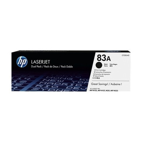Pack 2 cartouches pour imprimante HP équivalent CF283AD, 83A