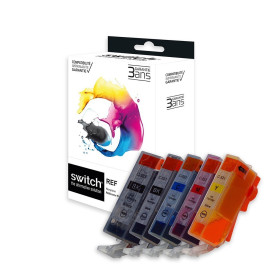 Pack 5 cartouches pour imprimante Canon équivalent PGI-520, CLI-521
