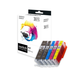 Pack 5 cartouches pour imprimante Canon équivalent PGI570XL, CLI571XL